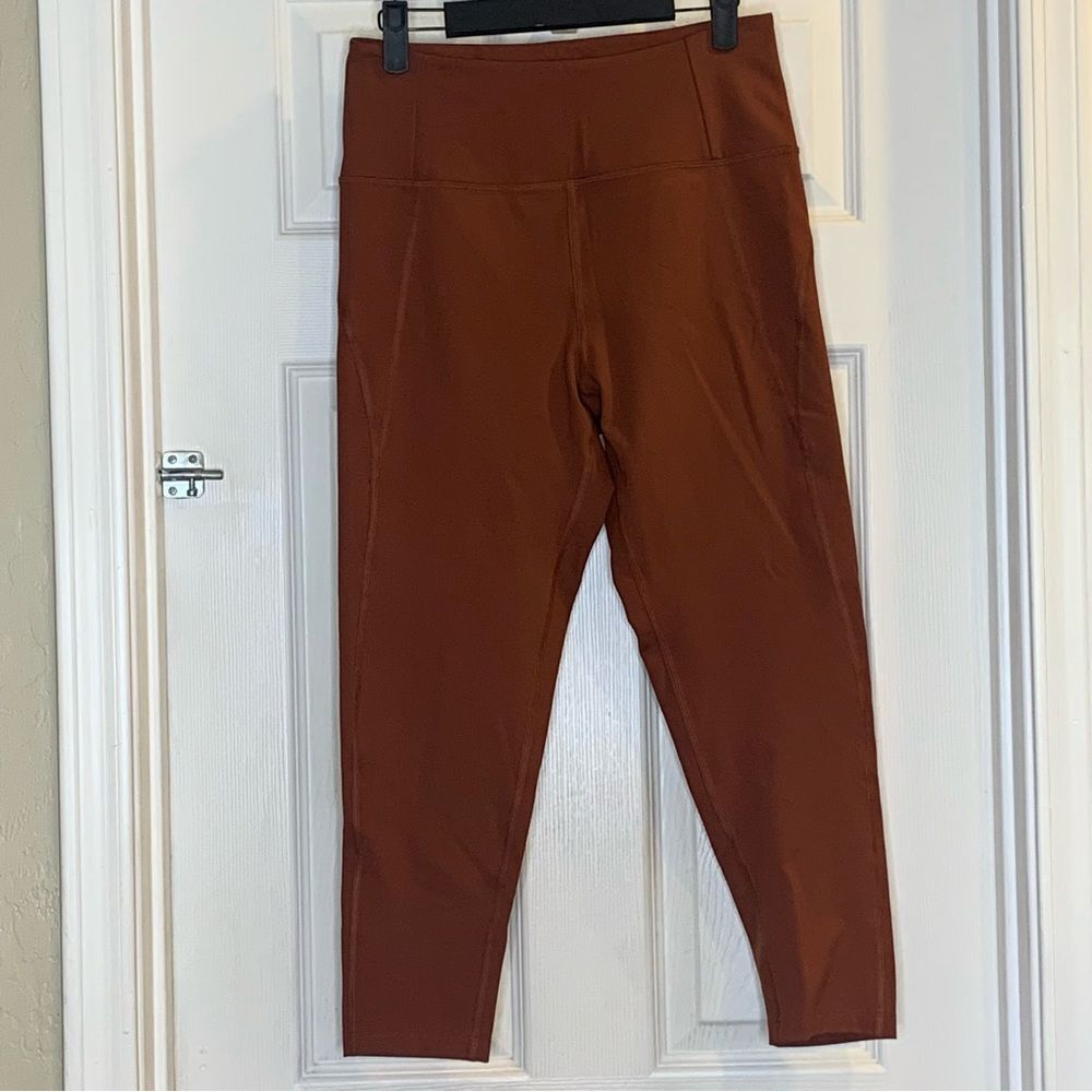 Girlfriend Collective High Rise Compressive Leggings Caramel Orange Brown Large